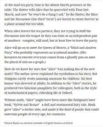 Algebra in Wonderland 14